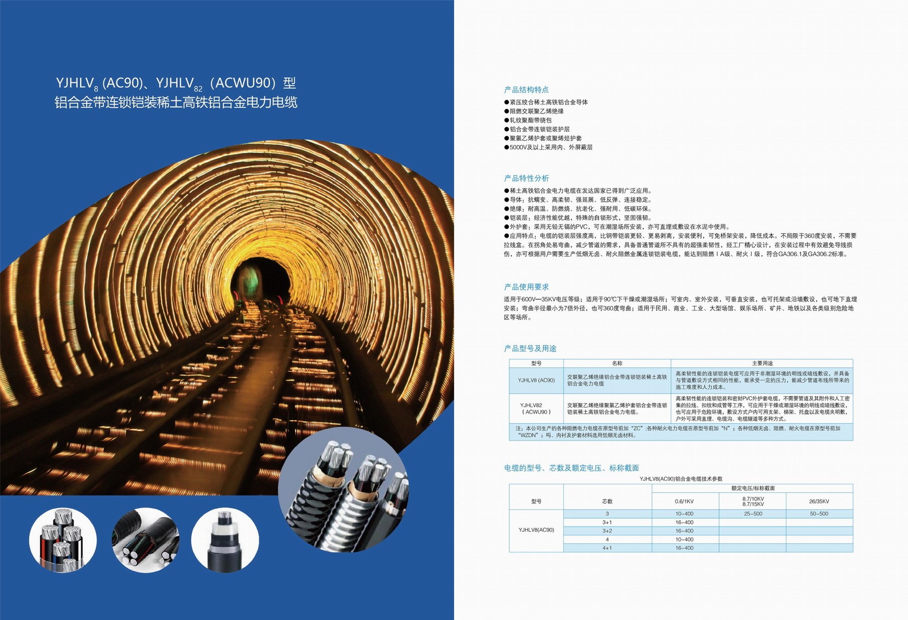 YJHV8(AC90)、YJHLV82(ACWU90)型鋁合金帶連鎖鎧裝稀土高鐵鋁合金電力電纜3.jpg